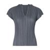 Miyake Color Puro Clásico Primavera y Verano Nuevo Versátil Camiseta Mujer Básica Ajustada Cuello en V Sin Mangas Top Básico