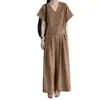 Conjunto Chique Coreano Relaxado Vintage com Decote V, Botões e Manga Curta + Calça Wide Leg Fluida Emagrecimento