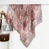 Pañuelo Chal de Seda Retro Estilo Chino para Mujer Cuadrado Grande de 90CM Primavera y Otoño Delgado para Viaje Protección Solar Protección del Cuello Chal Estilo Mamá