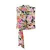 Comercio Exterior Transfronterizo Ropa de Mujer 2026 Verano Nuevo Estilo Moda Europea y Americana Estampado Floral Hombrera Cinturón Top 2023184