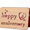 Tarjeta de felicitación de aniversario de madera, Tarjeta de felicitación hecha a mano de madera de bambú para 5 años de aniversario de bodas, Regalos para novio en San Valentín