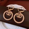 Pendientes con forma de C de circonita y aguja de plata chapados en oro auténtico, diseño coreano con personalidad dulce y moderna, nuevos pendientes al por mayor