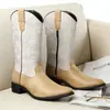 Botas de cowboy western masculinas, tamanho grande, com zíper, botas de couro de cano médio, botas de montaria retrô bordadas, botas de trabalho estilo britânico, 26068