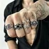 Anéis Europeus e Americanos de Venda Quente Transfronteiriça Conjunto de Anéis Crânio Escuro Aranha Anel Retrô Joias Estilo Punk Acessórios de Joias Novo
