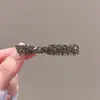 Horquilla lateral con flequillo de diamantes de imitación negros, clip de diamantes de imitación de metal, tocado, horquilla con clip de pico de pato exquisito, lazo, clip lateral