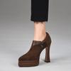 Zapatos de Salón de Punta Impermeables con Plataforma y Tacón de Cuña Grueso Versátiles de Corte Profundo para Mujer, Nuevos Zapatos de Tacón Alto para Mujer para Primavera y Otoño 2026