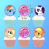 Cartão de decoração de bolo de pônei, sobremesa de aniversário de menina, plug-in musical, adesivo de pudim
