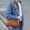 Bolsa de Ombro Masculina Margaret em Couro Genuíno, Bolsa Transversal de Alto Padrão, Bolsa de Ombro Casual Tendência Masculina em Couro Bovino de Primeira Camada para Homens