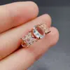Anillo de Aguamarina Natural Transfronterizo Accesorios para Mujer Nicho Gama Alta Joyería de Plata 925 7*9 Factory Direct Sales