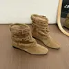 Botas de otoño estilo vintage con hebilla de cinturón, nuevo diseño de cuero sintético, 2026, tacón grueso, que aumenta la altura interior, Botas de cowboy occidentales para mujer