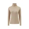 Blusa Base de Gola Alta Lisa para Mulheres, Outono e Inverno, Design Simples de Nicho, Blusa Preguiçosa Slim Fit