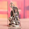 Latão puro Ksitigarbha montado em um cetro com um Dharabandha, ornamento de artesanato decorativo de mesa vintage antigo