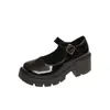 Zapatos Mary Jane de plataforma estilo colegial de estilo japonés de una sola capa para mujer, nuevos de primavera y otoño 2023, zapatos de piel pequeños de estilo británico con hebilla de una sola letra para mujer