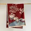 Manta de Inverno para Escritório Imitação de Caxemira Xale Quente para Mãe Estilo Chinês Floral Retrô Lenço para Sala com Ar Condicionado para Mulheres