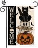 Bandera de jardín de Halloween con diseño de murciélago, calabaza, gato negro, para exteriores, de lino y doble cara.