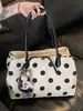 2026 Nuevo Modelo Bolso de Mano de Lino con Lunares de Gama Alta y Nicho Versátil para Viajes Cotidianos Gran Capacidad Precio Único Bolso de Hombro