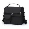 Bolsa de almuerzo de doble capa Amazon transfronteriza, diseño liso y sencillo, aislada, se puede llevar como bolso de hombro o bolso de mano, lonchera portátil y bolsa térmica