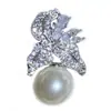 Versa Gaoding nicho Traje de perlas para mujer chapado en oro completo con circonita de diamante flor aretes de botón de perla blanca australiana frescos