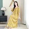 Pijamas para Mujer Verano Mediana Edad y Adulto Mayor Camisón de Algodón Seda Se Puede Usar Afuera en Verano para Madres Talla Extra Talla Grande Falda de Algodón Artificial