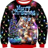 Novas Blusas de Moletom Redondas para Outono e Inverno de Natal Masculinas e Femininas Amazon Transfronteiriças com Estampa 3D Casuais Largas com Forro de Lã para Homens