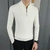 Polo de Punto con Solapa Suéter Cálido para las Axilas Hombres Otoño e Invierno Lujo Accesible Negocios Cremallera Media Punto Superior Moderno