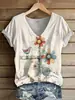 Comércio Exterior Transfronteiriço Amazon Site Independente Temu Camiseta com Estampa Digital 3D Decote V Manga Curta Estilo Boêmio