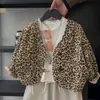 Ropa Infantil Coreana 2026 Nuevas Llegadas Primavera/Otoño Unisex Niños Personalidad Estampado de Leopardo Holgado Estilo Perezoso Chaqueta Versátil Niños