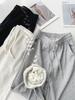 Pantalones Simples de Otoño/Invierno de Han Shu con Forro Polar Engrosados Casuales para Pareja Deportivos Holgados Adelgazantes para Piernas H8018