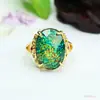 Anillo de Vidrio Colorido Retro Europeo y Americano Ai Yu Banda de Anillo Ajustable Transfronterizo Transmisión en Vivo Venta Caliente Venta al por Mayor S5021511