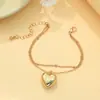 Moda Europea y Americana Simple Set de Joyería de Corazón Dorado Mismo Estilo de Blogger Ins Ropa de Trabajo Versátil Collar Pendientes Pulsera