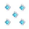 Colgante Geométrico de Trébol de Cuatro Hojas Doble Colgante Colorido con Pedrería Accesorios para Joyería DIY Pendiente Pulsera W502