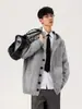 Suéter cárdigan tejido de peso pesado en color gris oscuro para hombres y mujeres, otoño e invierno moderno, corte limpio, versátil, casual, abrigo grueso con capucha