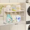 Estante de almacenamiento para encimera de lavadero de balcón, estante de almacenamiento para detergente para ropa junto a la lavadora, estante multifuncional de capas para el hogar para la sala de estar