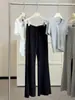 Pantalones acampanados deportivos casuales para mujer, nuevo estilo de verano, simples y versátiles, de cintura alta, adelgazantes, de lujo ligero, pantalones de pierna ancha de alta gama