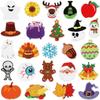 Pegatinas de tela bordadas con tema navideño, pegatinas de parche de manzana de dibujos animados, material de polvo brillante, ardilla pequeña, logotipo bordado de computadora, venta al por mayor