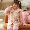 Pijama de Coral Fleece Otoño e Invierno para Niños Dibujos Animados Perro Canela para Niñas Nuevo Set Grueso de Coral Fleece para Estar en Casa 2025