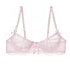 Conjunto de Sujetador y Bragas Sexy de Estilo Francés para Mujer, Ultra Delgado, Hueco, Transpirable, Cómodo, Algodón Puro en la Entrepierna, Lencería de Encaje Pura Deseo