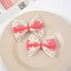Acessórios de Laço de Renda Francesa Camada Dupla Cor Pura Gravata Borboleta Semi-Acabada Acessórios de Cabelo DIY Acessórios de Roupa