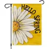 Banderas de Jardín de Plantas Verdes y Flores para Primavera y Verano, Banderas Impresas de Hortensia, Tulipán y Girasol para Puertas y Decoración de Patio
