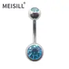 Anillo Umbilical Doble Diamante de Acero Inoxidable Meier con Hebilla de Ombligo de Diamante Joyería de Perforación Corporal Transfronteriza con Clavo de Ombligo de Diamante