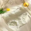 Roupa íntima de algodão puro para mulheres, fundo antibacteriano de teixo, cintura média, calcinha triangle de renda sem costura, roupa íntima respirável sem costura