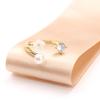 Estilo chinês Vintage Banhado a Ouro Natural Shell Esculpido Anel Aberto Elegante Pérola Natural Anel de Dedo Anel de Dedo de Comida para Mulheres