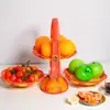 Cesta de Frutas Dobrável de Rattan Sintético de Camada Dupla Cesta de Doces e Lanches Doméstica Cesta Trançada Criativa Suporte de Exibição para Chá da Tarde