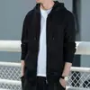 Suéter com Capuz Masculino Outono e Inverno Cardigã com Zíper tamanho grande Cor Sólida Solto Moletom Fashionável com forro de fleece Jaqueta Quente