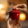 Gaiwan de Cerámica Estilo Dinastías Tang y Song con Estampado Dorado de Mariposa para Uso Doméstico, Tazón de Té, Juego de Té Kung Fu, Arcilla de Alta Calidad, Gaiwan de Mariposa Anti-quemaduras