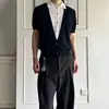 Camiseta de Punto Manga Corta con Cuello Falso de Dos Piezas para Hombres y Mujeres, Bloques de Color de Verano, Estilo Lujo Ligero Old Money, Top Casual para el Trabajo