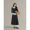 [Geming] Falda Plisada de Lana de Cintura Alta Retro para Mujer, Nuevo Estilo de Invierno, Falda Midi de Línea A para el Trabajo N0111D