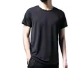 Camiseta de Malha de Seda Gelada de Verão Masculina de Manga Curta Ultra Fina Respirável Cor Sólida Vazada Camiseta com Caimento Gelo Secagem Rápida Camisa Base