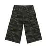 Nuevos Shorts de Mezclilla Rectos de Tres Cuartos Lavados Vintage Desgastados de Ajuste Holgado para Hombre, Verano 2026, Ajuste Holgado, Azul Oscuro de Moda