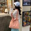 Bolsa Pequena Transparente de Lona Literária Bolsa Tote Plissada Coreana Nova da Moda Verão 2025 Bolsa Versátil de Grande Capacidade